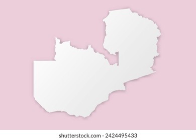 Zambia Map - World map International vector template with paper cut style including shadow and white color on pink background for design, education, website - Vector illustration eps 10