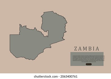 Zambia Map - World Map vector template with old classic style and gray color on map isolated on brown background - Vector illustration eps 10 