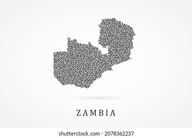 Zambia Map - World Map Vector Template With Black Grid On White Background  For Education, Infographic, Design, Website, Banner - Vector Illustration Eps 10