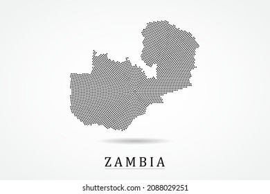 Zambia Map - World Map Vector Template With Black Dots, Grid, Grunge, Halftone Style Isolated On White Background For Education, Infographic, Design - Vector Illustration Eps 10