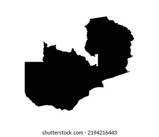 Zambia Map. Zambian Country Map. Black and White National Nation Geography Outline Border Boundary Territory Shape Vector Illustration EPS Clipart