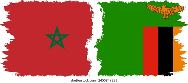 Zambia y Marruecos grunge banderas conexión, Vector