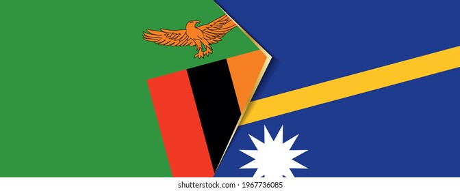 Zambia and Nauru flags, two vector flags symbol of relationship or confrontation.
