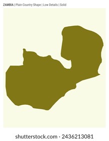 Zambia plain country map. Low Details. Solid style. Shape of Zambia. Vector illustration.