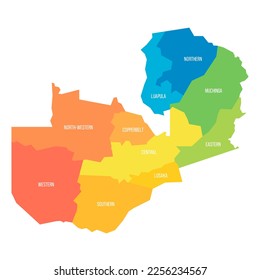 Zambia political map of administrative divisions