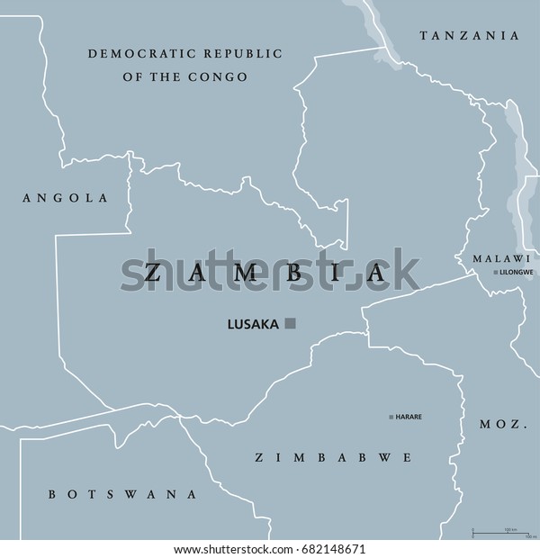 Zambia Political Map Capital Lusaka International 库存矢量图（免版税）682148671 Shutterstock 