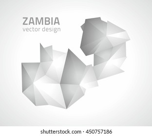 Zambia polygonal grey and silver vector map of Africa