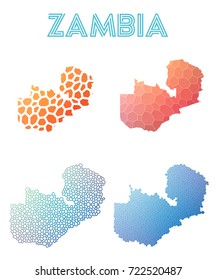 Zambia polygonal map in a mosaic style with bright abstract tessellation, geometric, low poly, and modern design. Suitable for infographics or presentations.