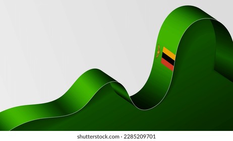 Zambia ribbon flag background. Element of impact for the use you want to make of it.