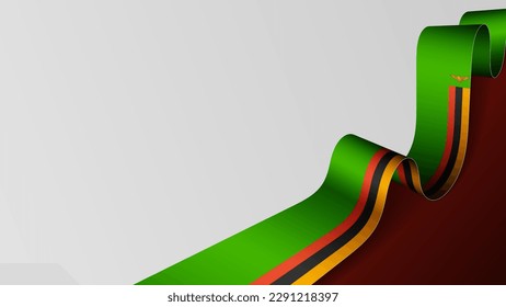Zambia ribbon flag background. Element of impact for the use you want to make of it.