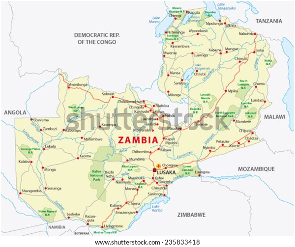 Zambia Road National Park Map Stock Vector Royalty Free 235833418 Zambia Road National Park Map 600w 235833418 