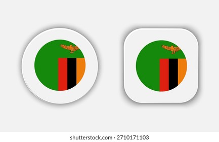 Icono de Botón de bandera nacional redondeado de Zambia