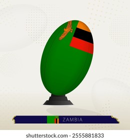 Zambia Rugby Ball on Rugby Kicking Tees with Modern Design. Illustration perfect for sports, national pride, and rugby-related projects.