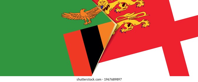 Zambia and Sark flags, two vector flags symbol of relationship or confrontation.