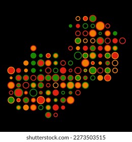 Zambia Silhouette Pixelated pattern map illustration