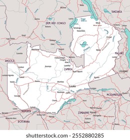 Página para colorear de mapa simple de Zambia