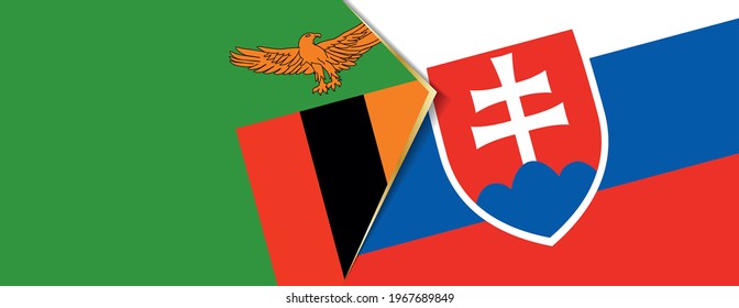 Sambia und die Slowakei Flaggen, zwei Vektorfahnen Symbol für Beziehung oder Konfrontation.