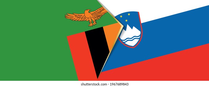 Banderas de Zambia y Eslovenia, dos banderas vectoriales símbolo de relación o enfrentamiento.