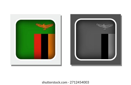 Zambia Square Rounded Flag Icon