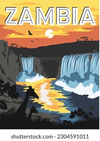 Zambia Travel Poster. Vector based. Perfect for prints. 