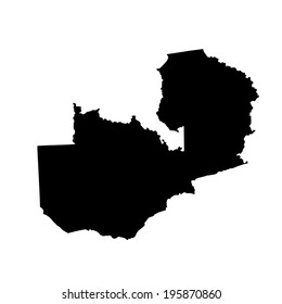 Zambia vector map silhouette  high detailed illustration isolated on white background. State in Africa continent. East Africa country.
