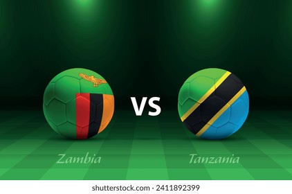 Zambia vs Tanzania football scoreboard broadcast template for soccer africa tournament 2023