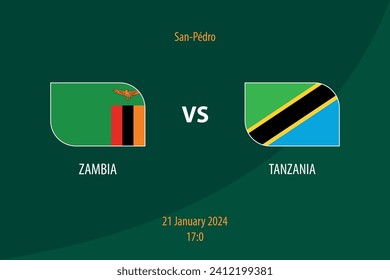 Zambia vs Tanzania football scoreboard broadcast template for soccer africa tournament 2023