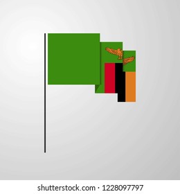 Zambia waving Flag creative background