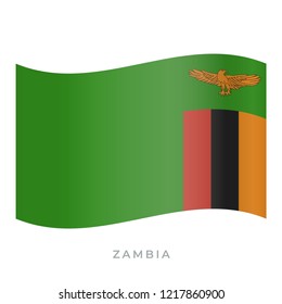 Zambia waving flag vector icon. National symbol of Zambia. Vector illustration isolated on white.