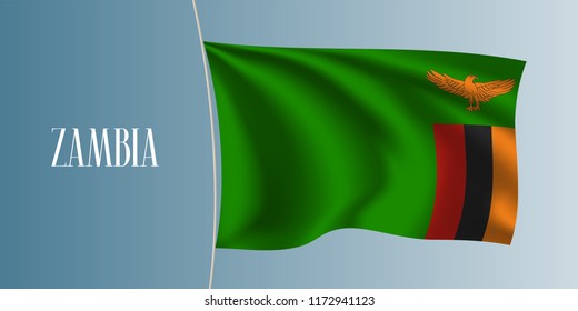 Zambia waving flag vector illustration. Iconic design element as a national Zambian symbol 