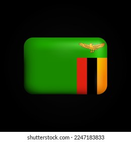 Zambian Flag 3D Icon. National Flag of Zambia. Vector illustration