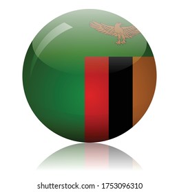 Ilustración vectorial del botón de la bandera de Zambia
