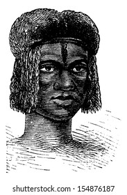Zambo Female from Africa, engraving based on the English edition, vintage illustration. Le Tour du Monde, Travel Journal, 1881