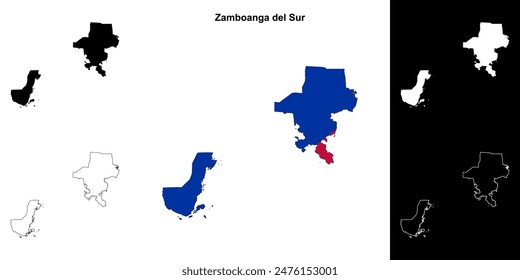 Zamboanga del Sur province outline map set