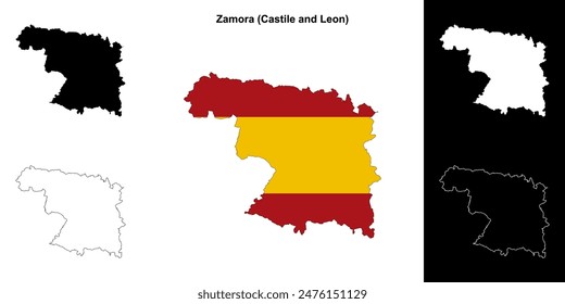 Zamora province outline map set