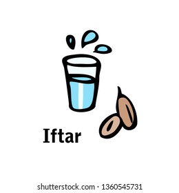 Zamzam water and Date fruit. Iftar meal