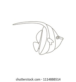 Zanclus cornutus fish coloring pages on the white background. Vector illustration