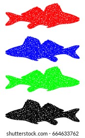 zander silhouette color set vector, (Sander lucioperca), 