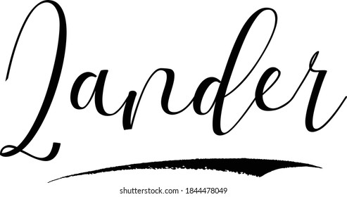 Zander-Male Name Cursive Calligraphy on White Background