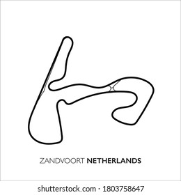 Zandvoort circuit, Netherlands. Motorsport race track vector map