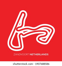 Zandvoort circuit, Netherlands. Motorsport race track vector map