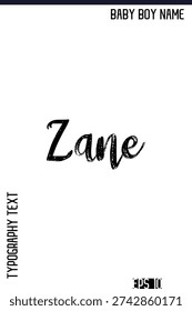 Zane    -Trendy Male Name Typography Vector Stylish Brush Lettering Design