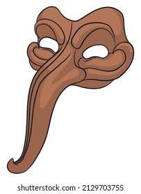 Zanni mask for Venice's Carnival made in traditional leather and its long nose for commedia performances.