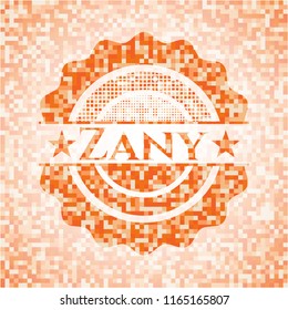 Zany abstract orange mosaic emblem