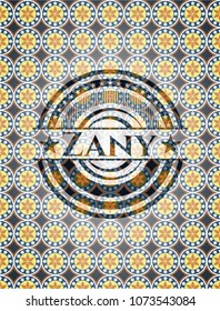  Zany arabic badge background. Arabesque decoration.