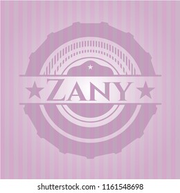 Zany badge with pink background