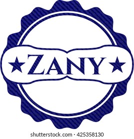 Zany emblem with jean background