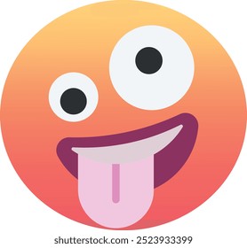 Zany face ícone emoji. Cores modernas, elemento popular para mídias sociais e designs digitais. Emoticon, elemento isolado.