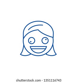 Zany face emoji line icon concept. Zany face emoji flat  vector symbol, sign, outline illustration.