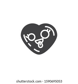 Zany face emoji vector icon. filled flat sign for mobile concept and web design. Silly heart shape emoticon glyph icon. Love symbol, logo illustration. Vector graphics